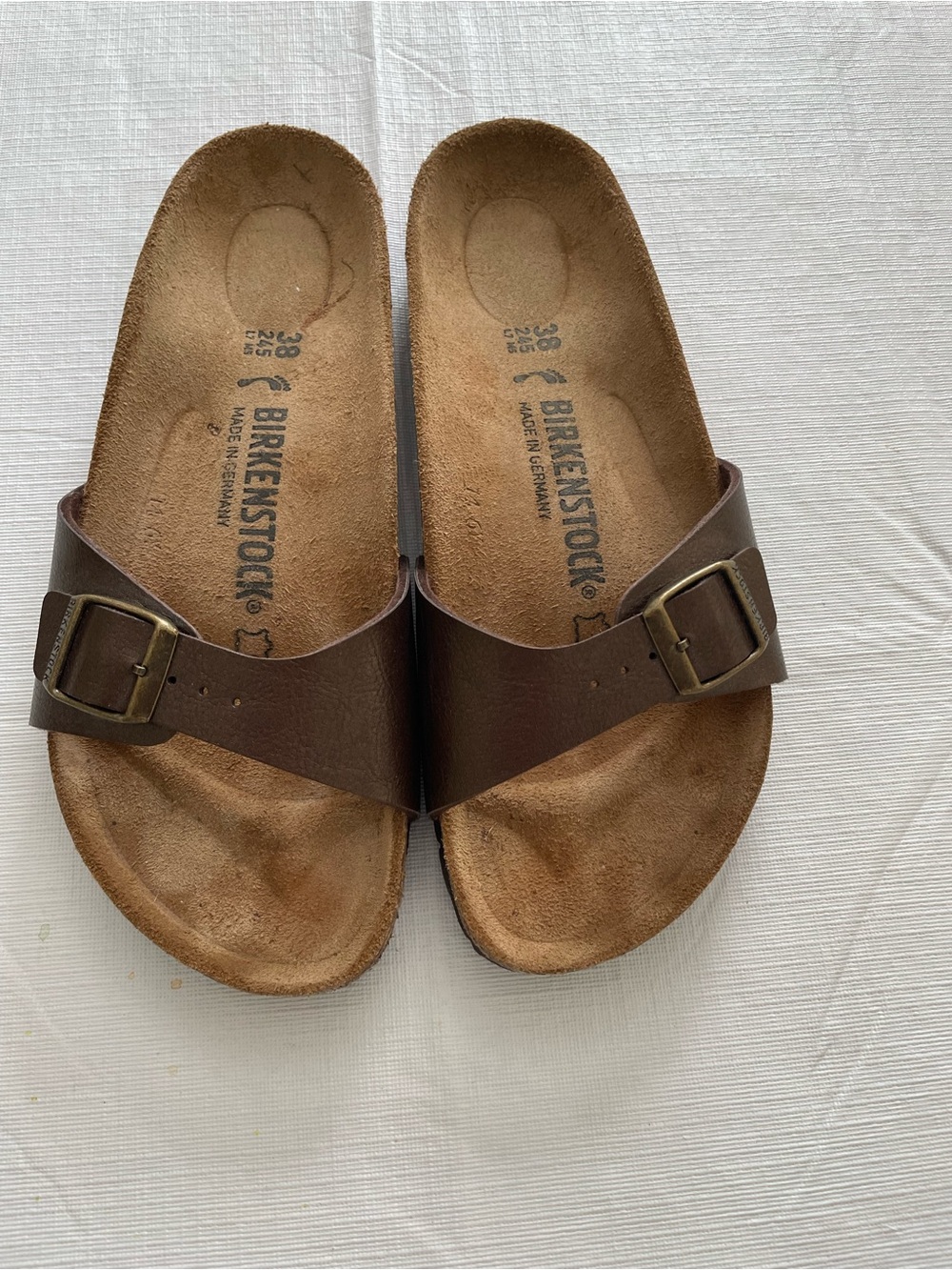 Birkenstock Madrid BronzeSingle-Strap Leather Slide Sandals